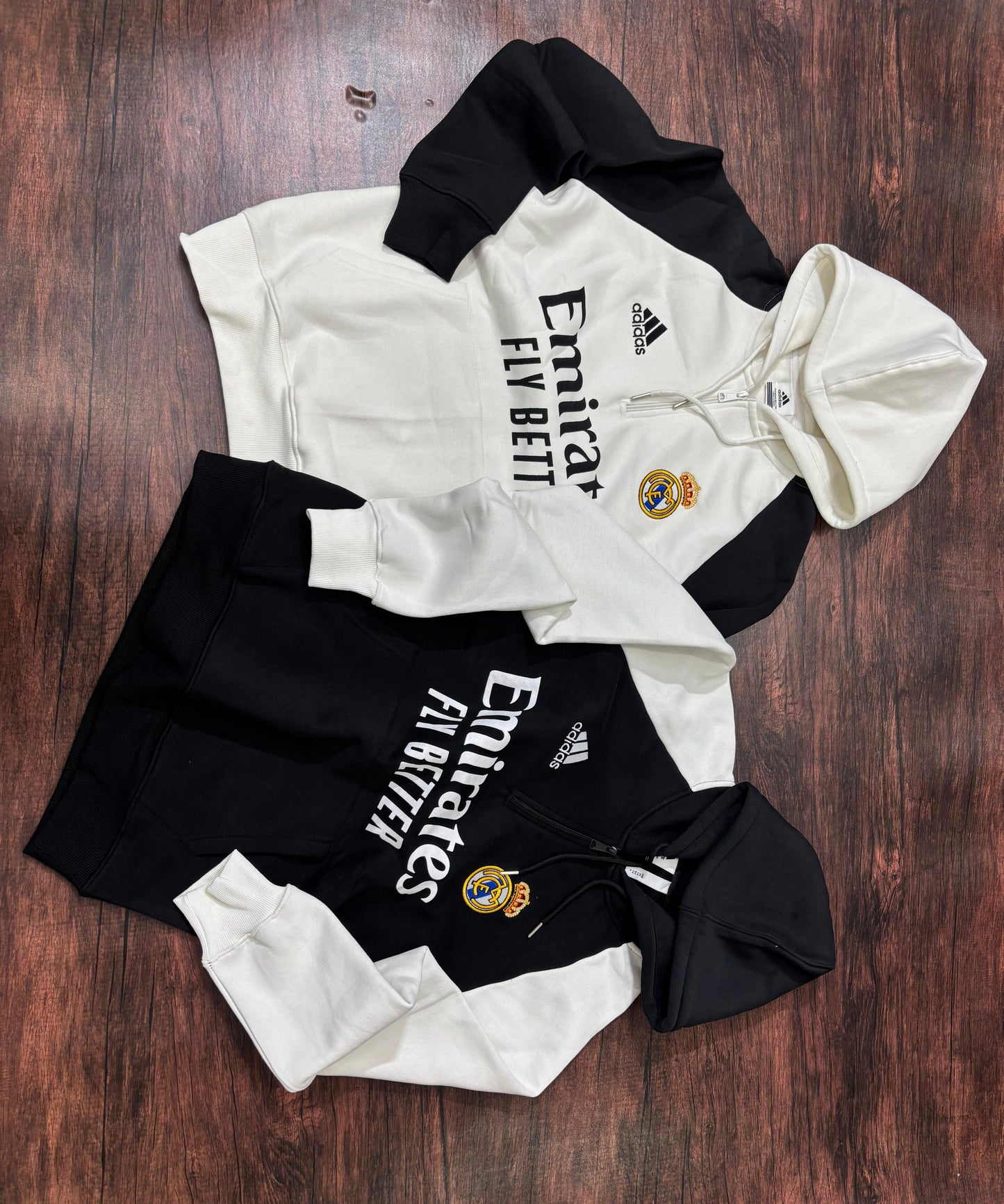 Adidas Concept Real Madrid Half Zipper Hoodie Unisex Cotton Fleece Hoodie