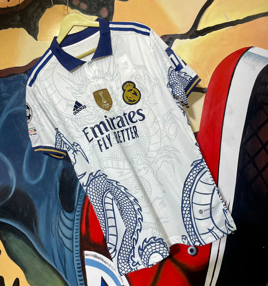 Real Madrid White Dragon Jersey Stadium Edition without Shorts