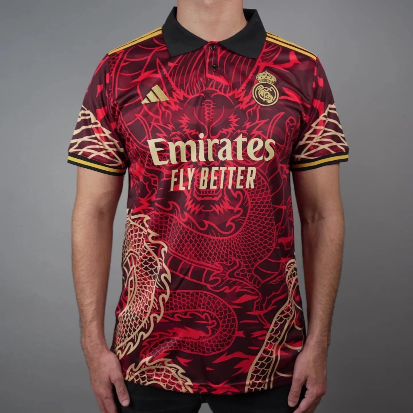 Real Madrid Red Dragon Jersey with Shorts